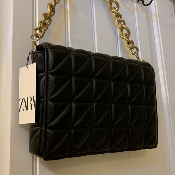 Zara Black Quilt Leather Bag - Picture 6 of 10
